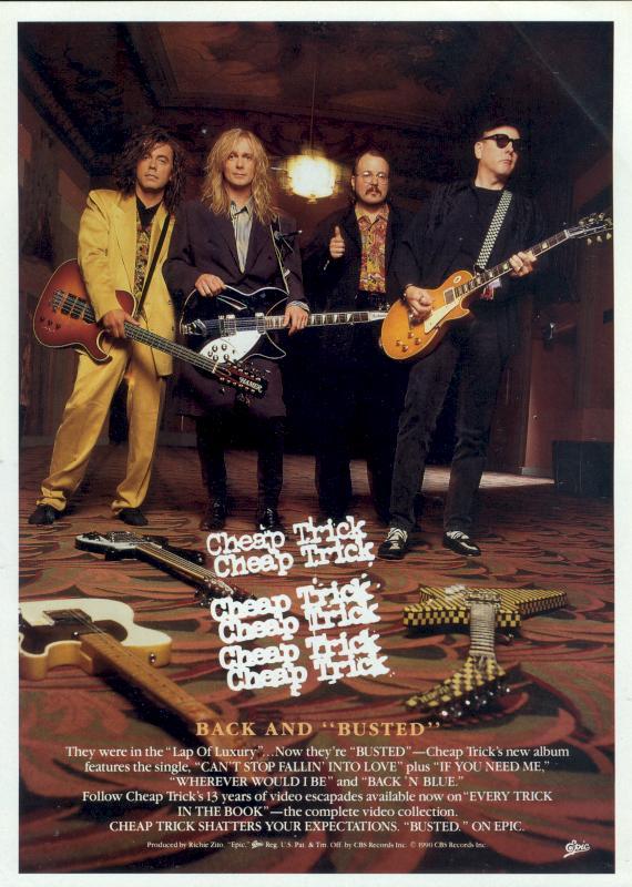 Cheap Trick, circa 1990; from an ad for their album BUSTED in HIT PARADER magazine