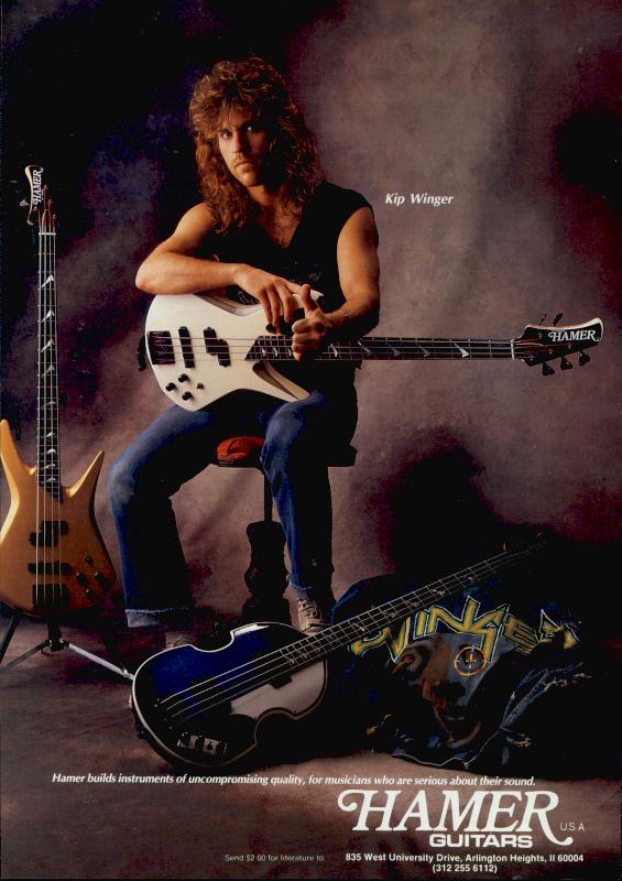 A Kip Winger advertisement for Hamer Guitars, circa 1990