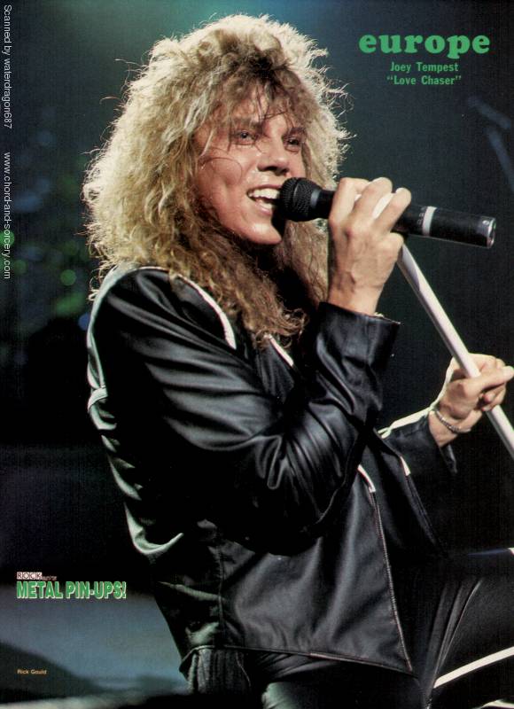 Joey Tempest, circa 1987; from a ROCK BEAT magazine pinup