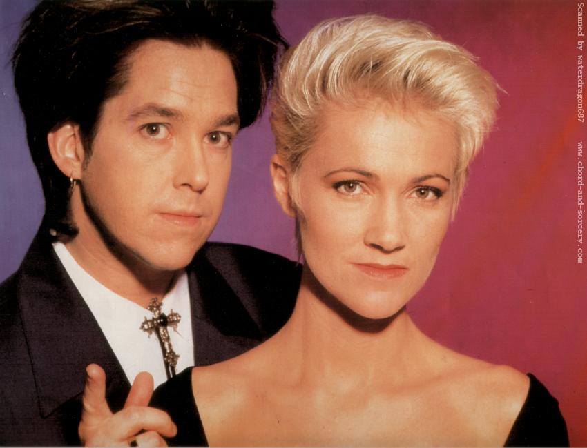 Per and Marie, circa 1991; from the December page of the 1994 Roxette wall calendar