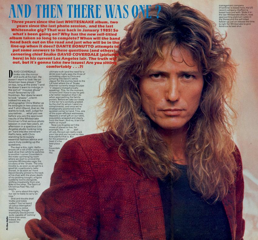 David Coverdale, 1987; from an article in (I think) KERRANG magazine