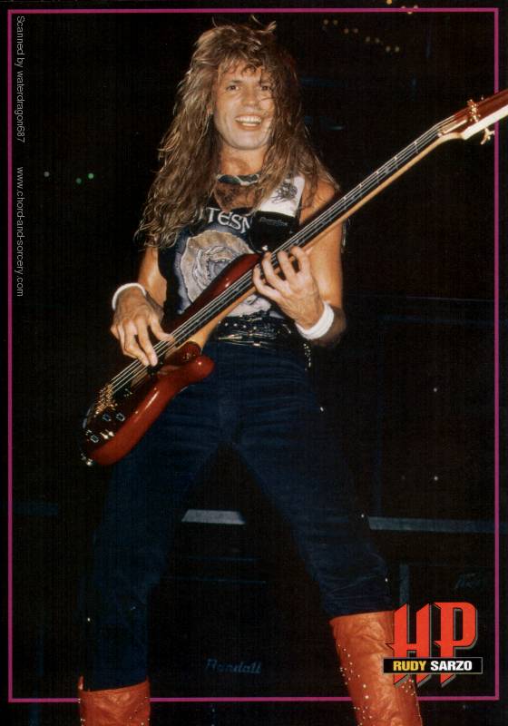 Rudy Sarzo, circa 1987; from a HIT PARADER magazine pinup