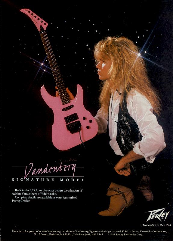 Adrian Vandenberg, circa 1987, from an endorsement ad for Peavey guitars
