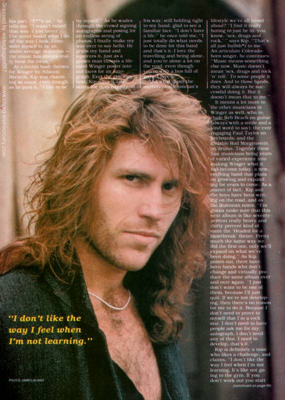 Kip Winger, circa 1989; from an article in FACES magazine, exact issue unkn...